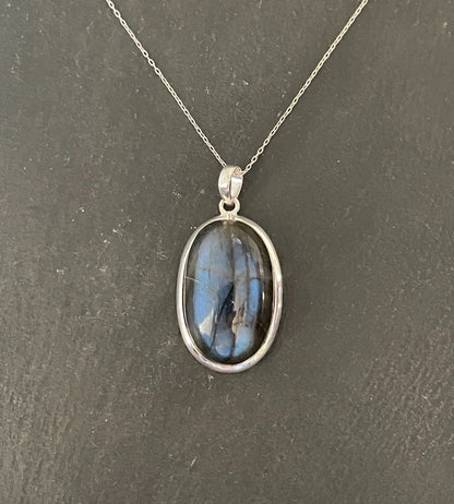 Oval Labradorite and Silver Pendant image 0