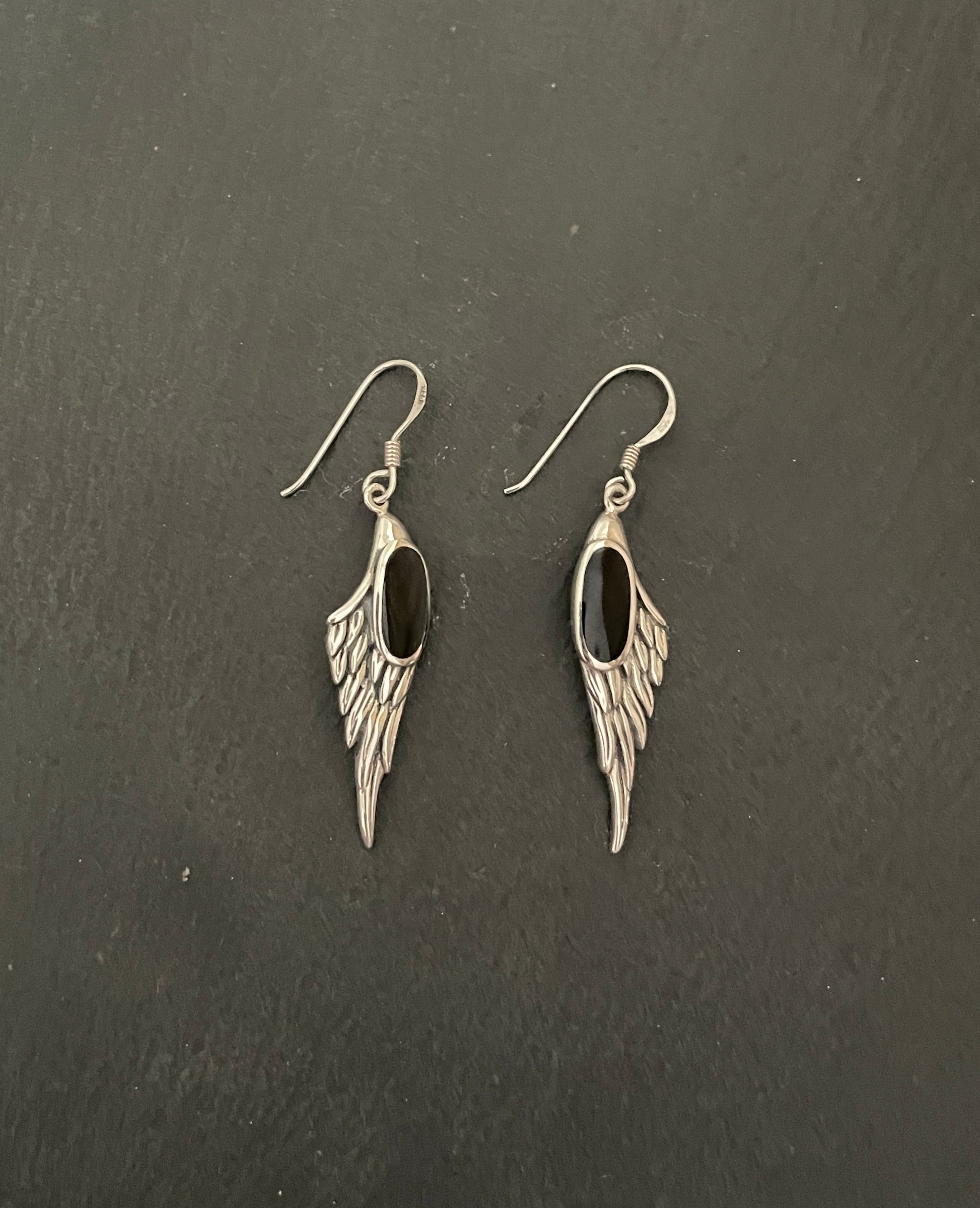 Angel Wing Black Onyx Earrings image 0