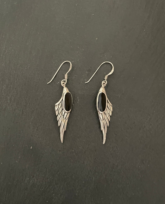 Angel Wing Black Onyx Earrings image 0