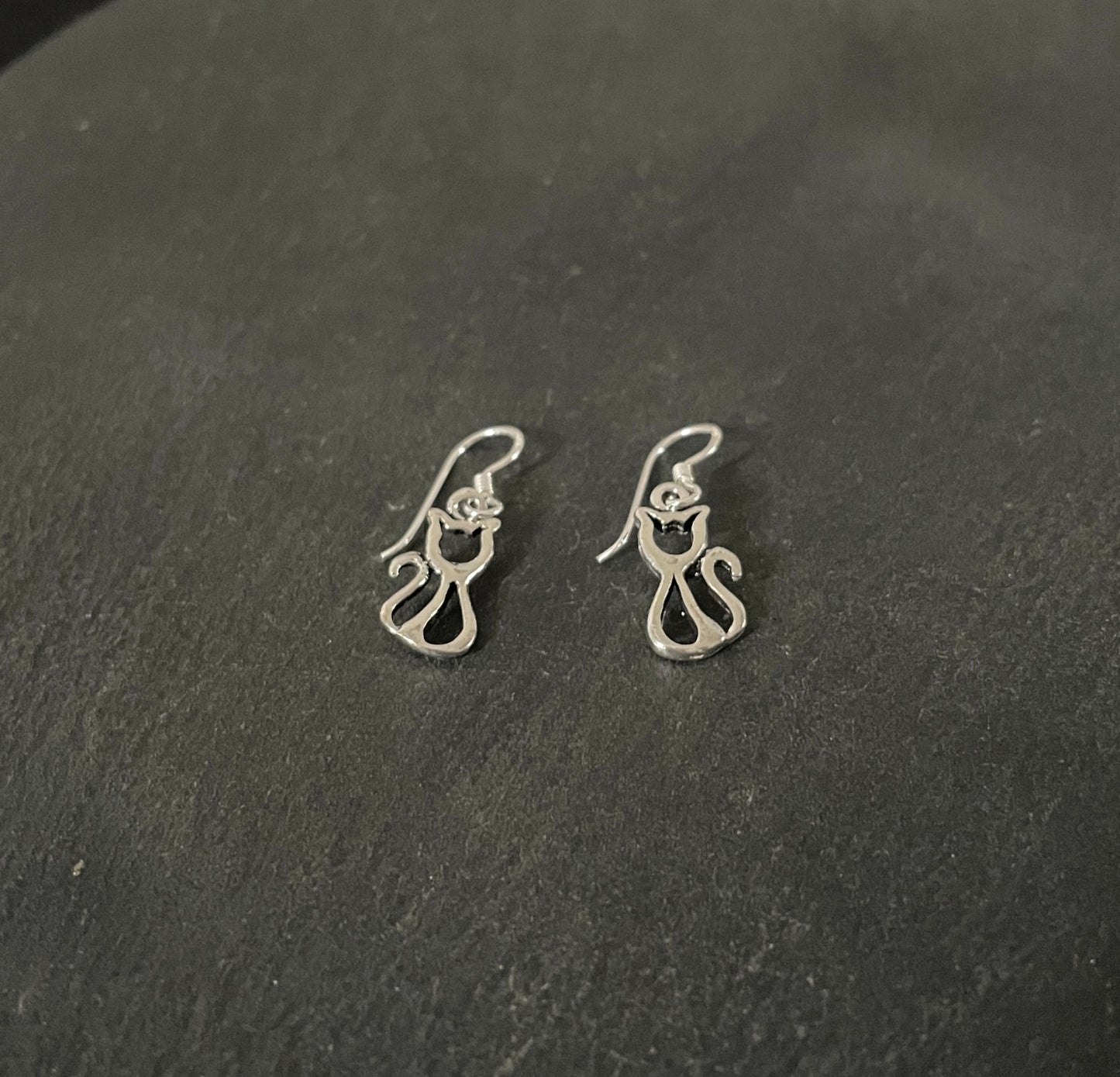 Silver Cat Earrings image 1