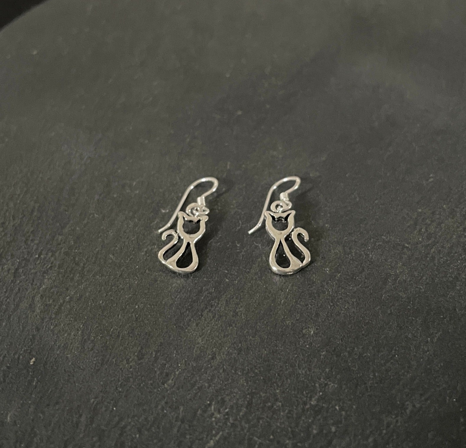 Silver Cat Earrings image 1