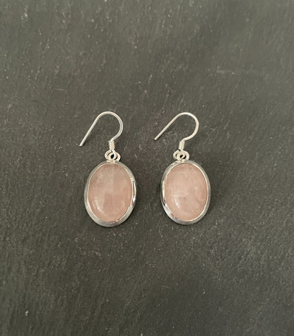 Rose Quartz Oval Earrings image 0