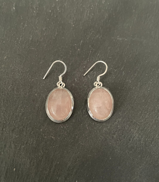 Rose Quartz Oval Earrings image 0