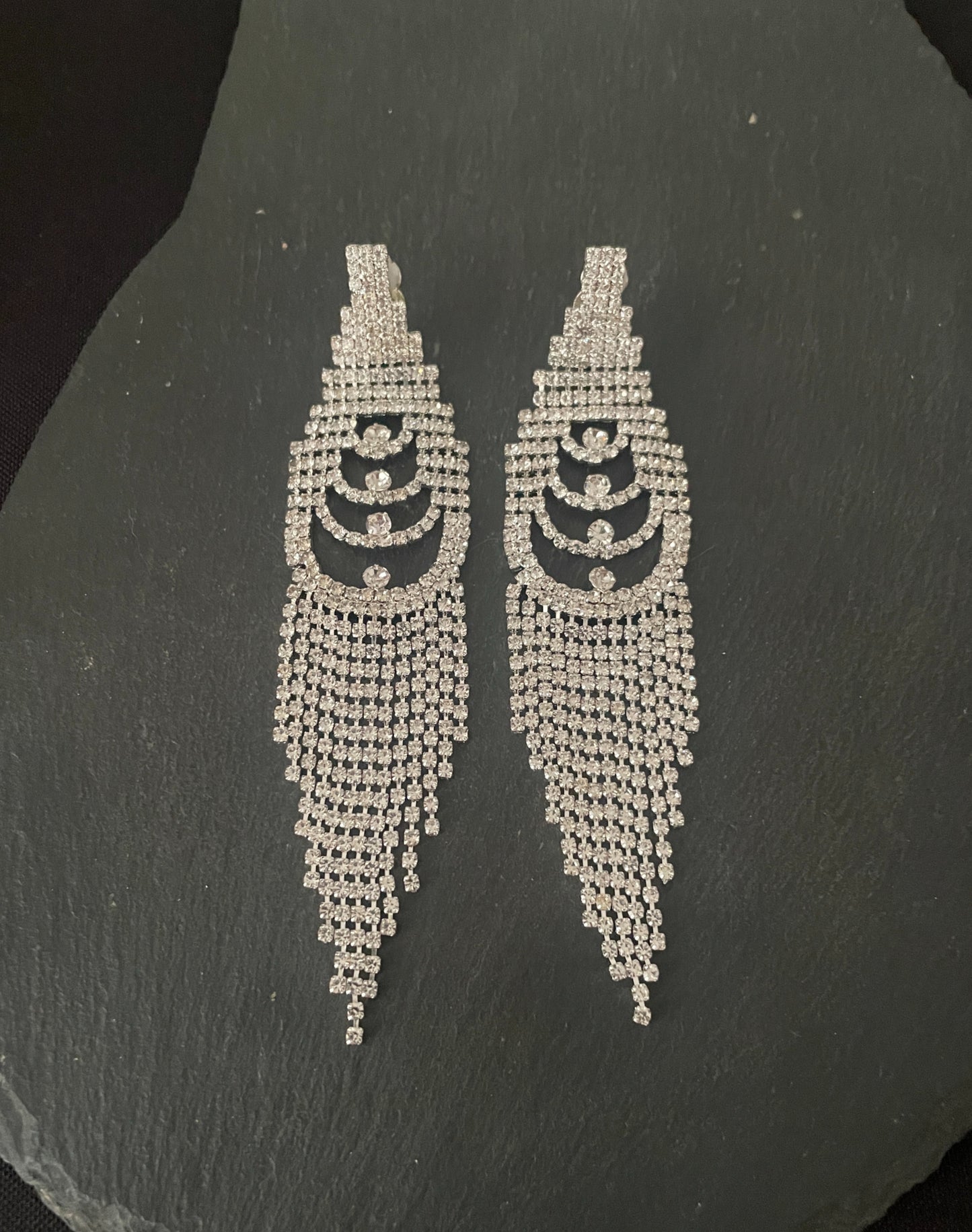 Bling Drop Clip On Earrings image 0