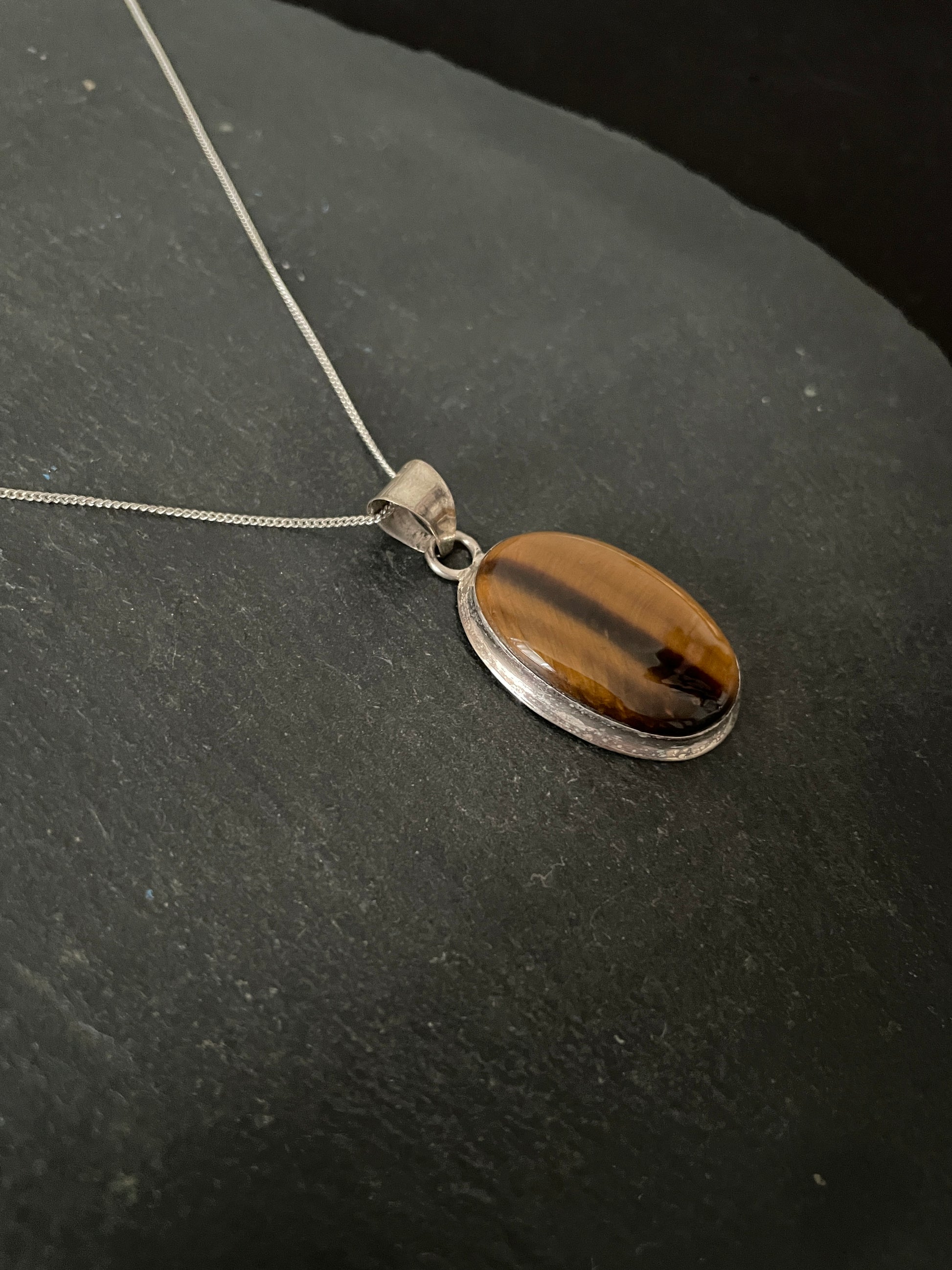 Tiger's Eye and Silver Oval Pendant image 1