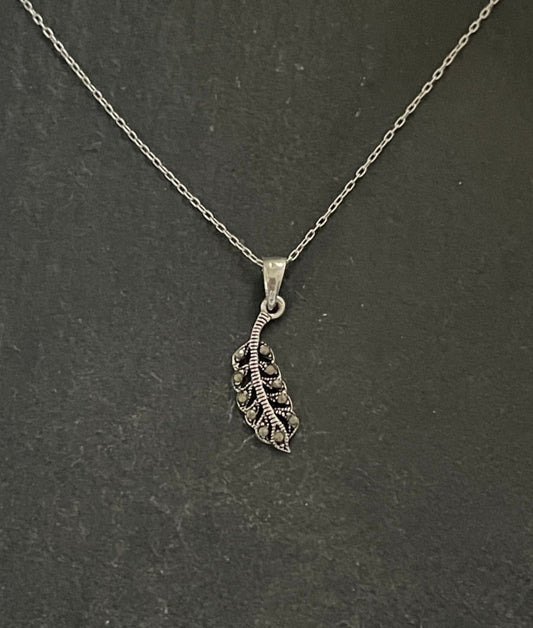 Marcasite Leaf Pendant image 0