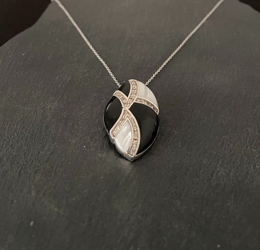 Black Onyx and Mother of Pearl Pendant image 1