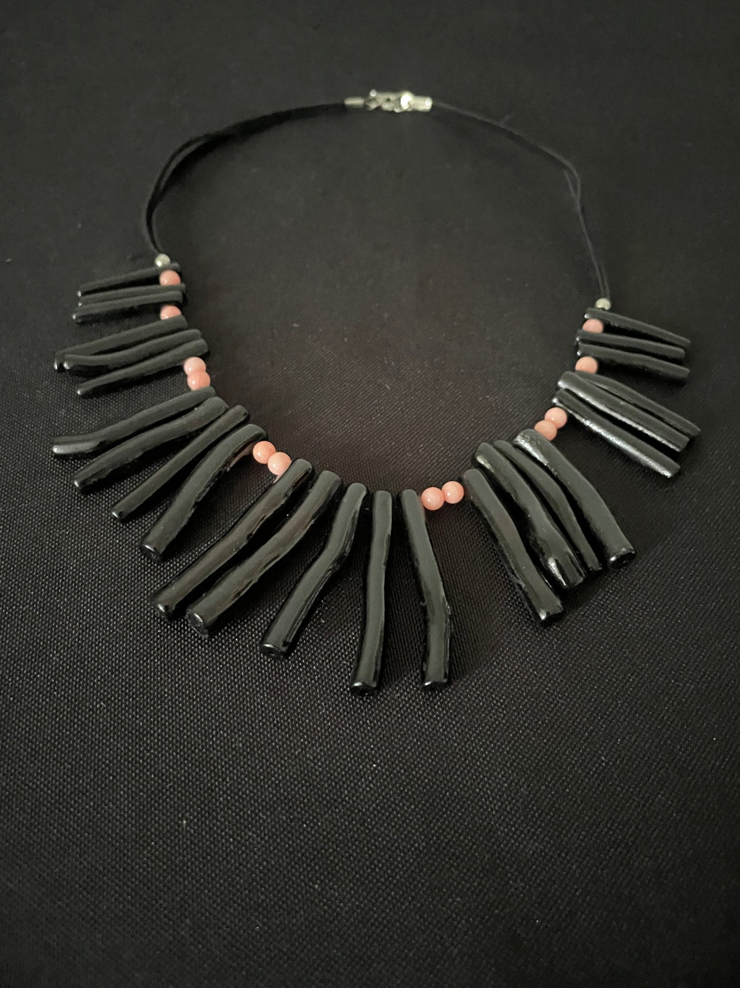 Black Bamboo and Bead Necklace image 1