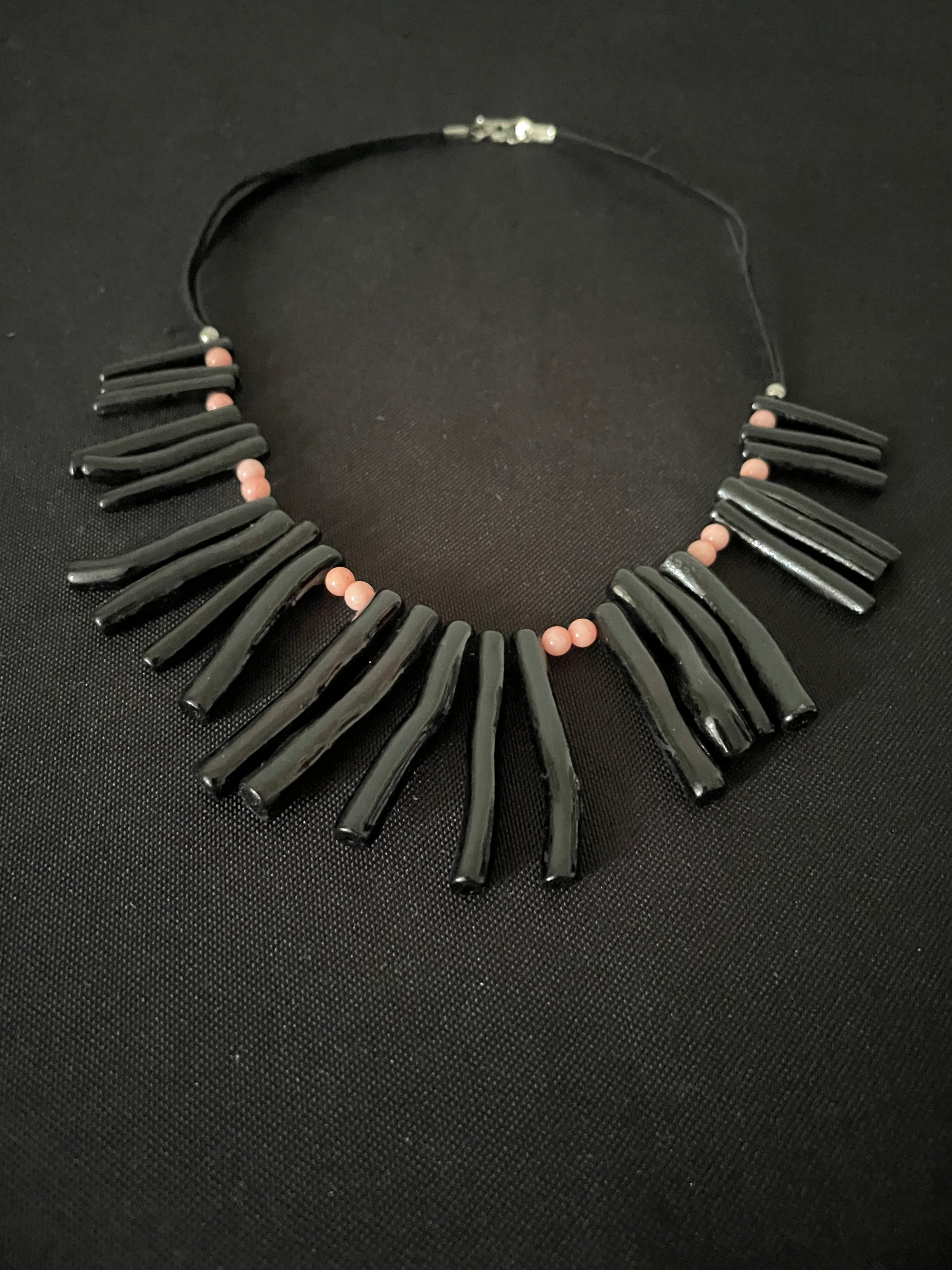 Black Bamboo and Bead Necklace image 1