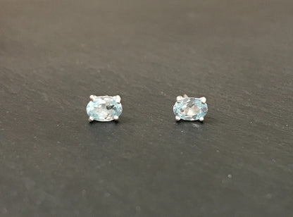 Blue Topaz Oval Stud Earrings image 0