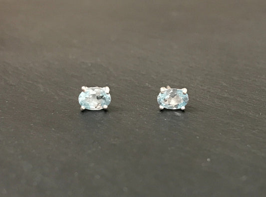 Blue Topaz Oval Stud Earrings image 0