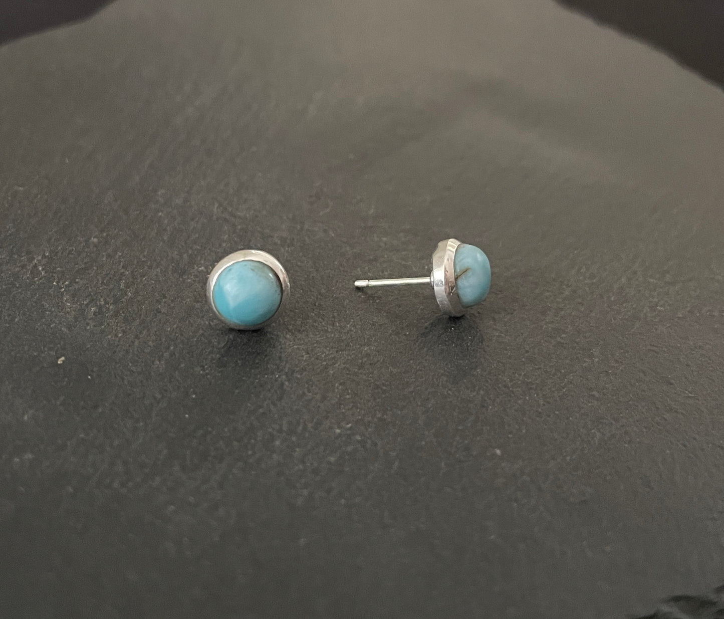 Round Larimar Stud Earrings image 1
