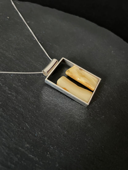 Yellow Amber and Silver Pendant image 2