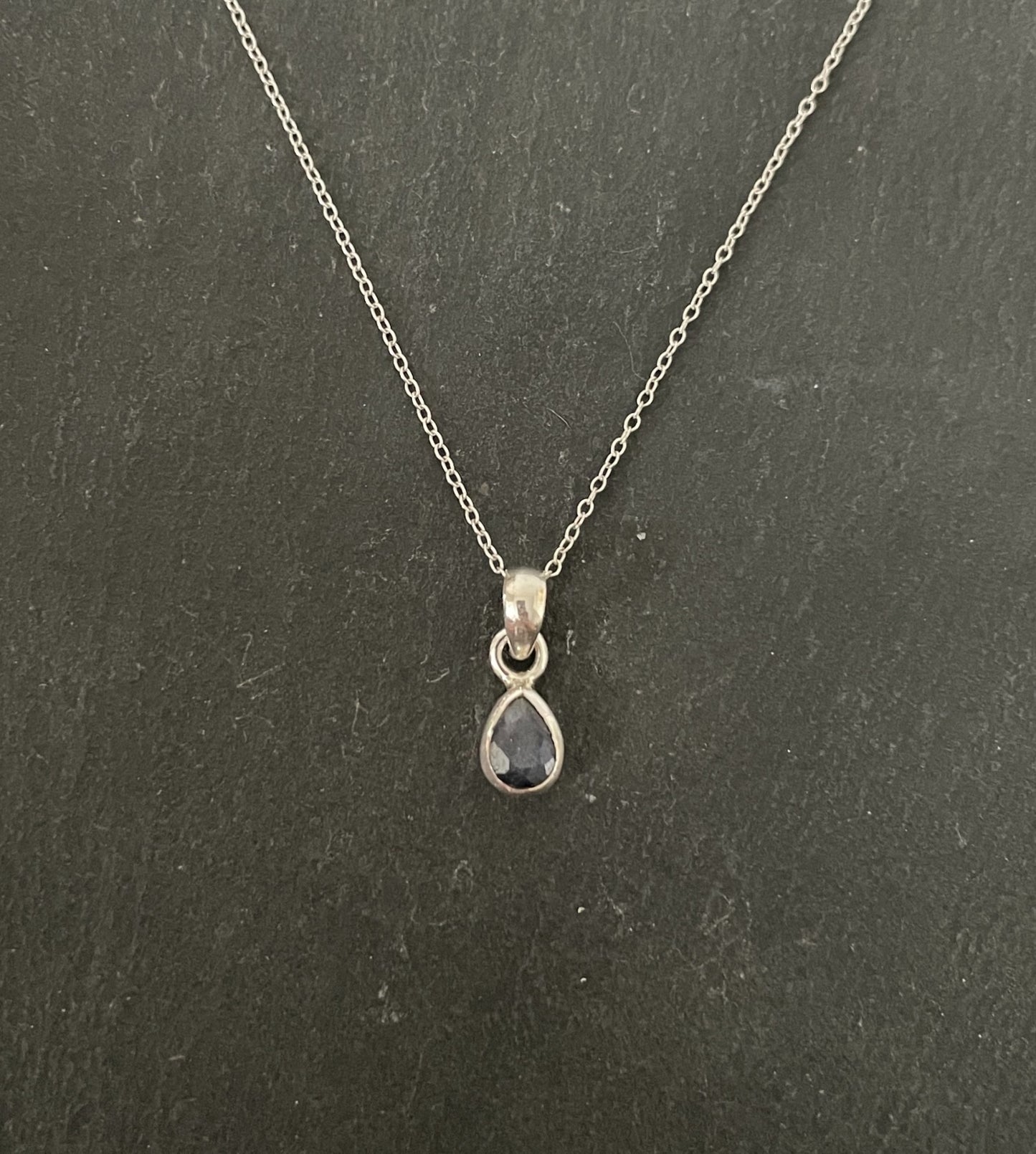 Sapphire and Silver Teardrop Pendant image 0