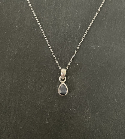 Sapphire and Silver Teardrop Pendant image 0