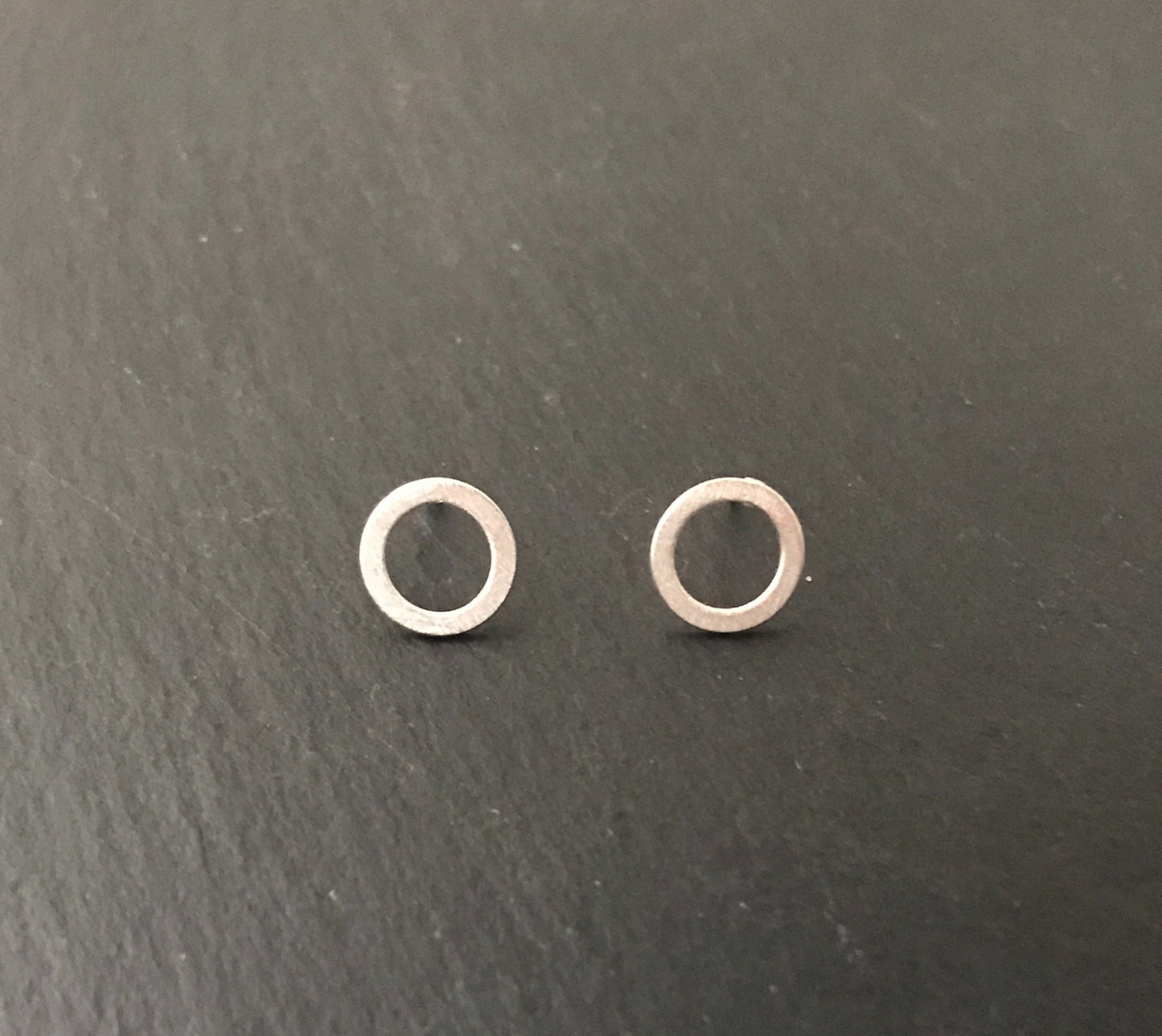 Open Round Satin Finish Silver Studs image 0