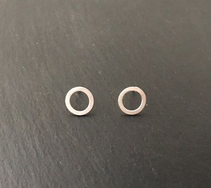 Open Round Satin Finish Silver Studs image 0