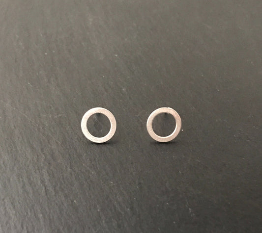 Open Round Satin Finish Silver Studs image 0