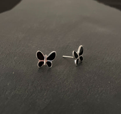 Black Onyx Butterfly Stud Earrings image 1