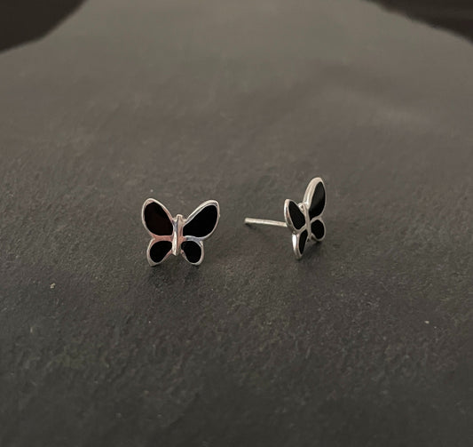 Black Onyx Butterfly Stud Earrings image 1
