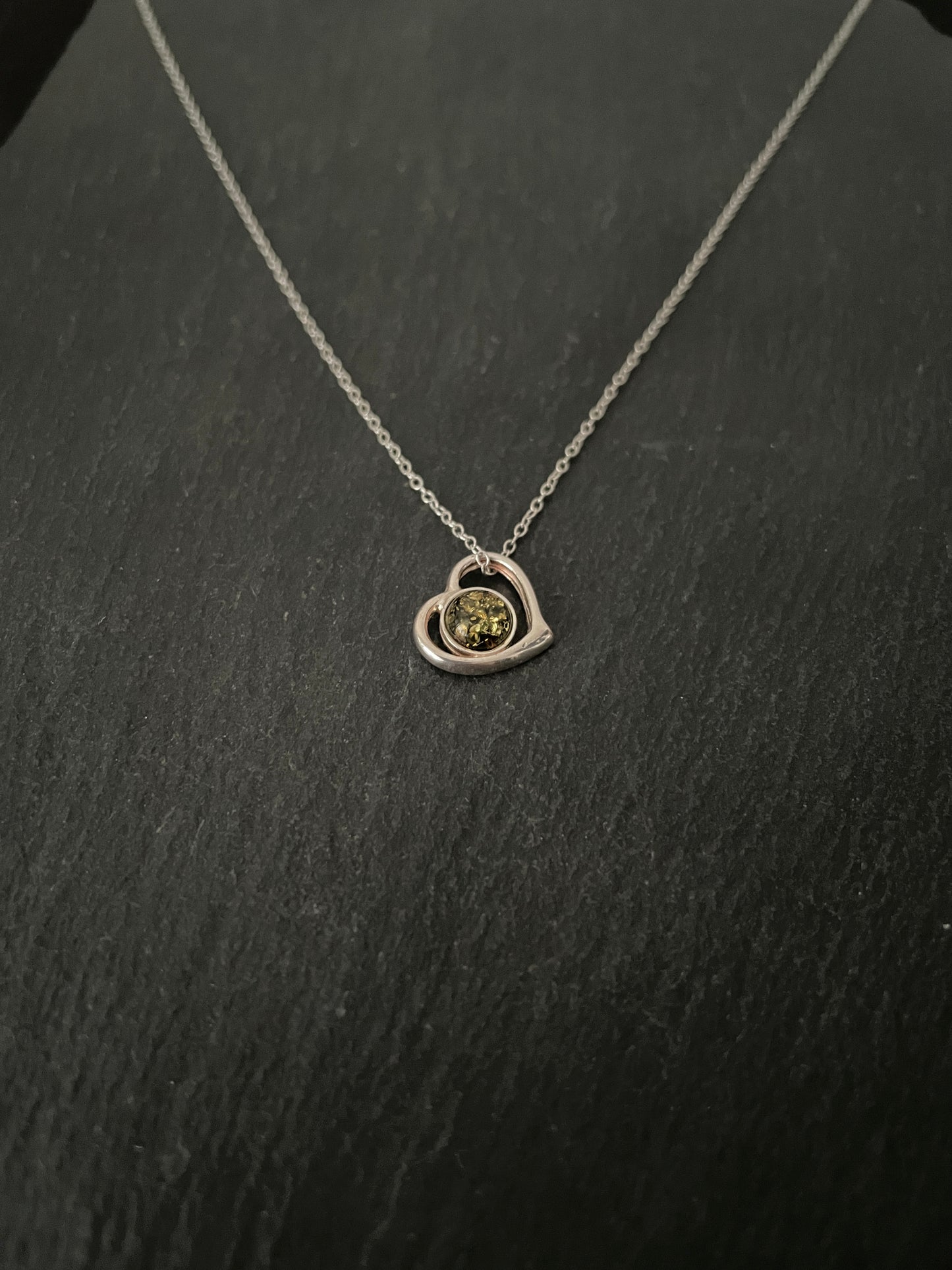 Green Amber Heart Pendant image 1