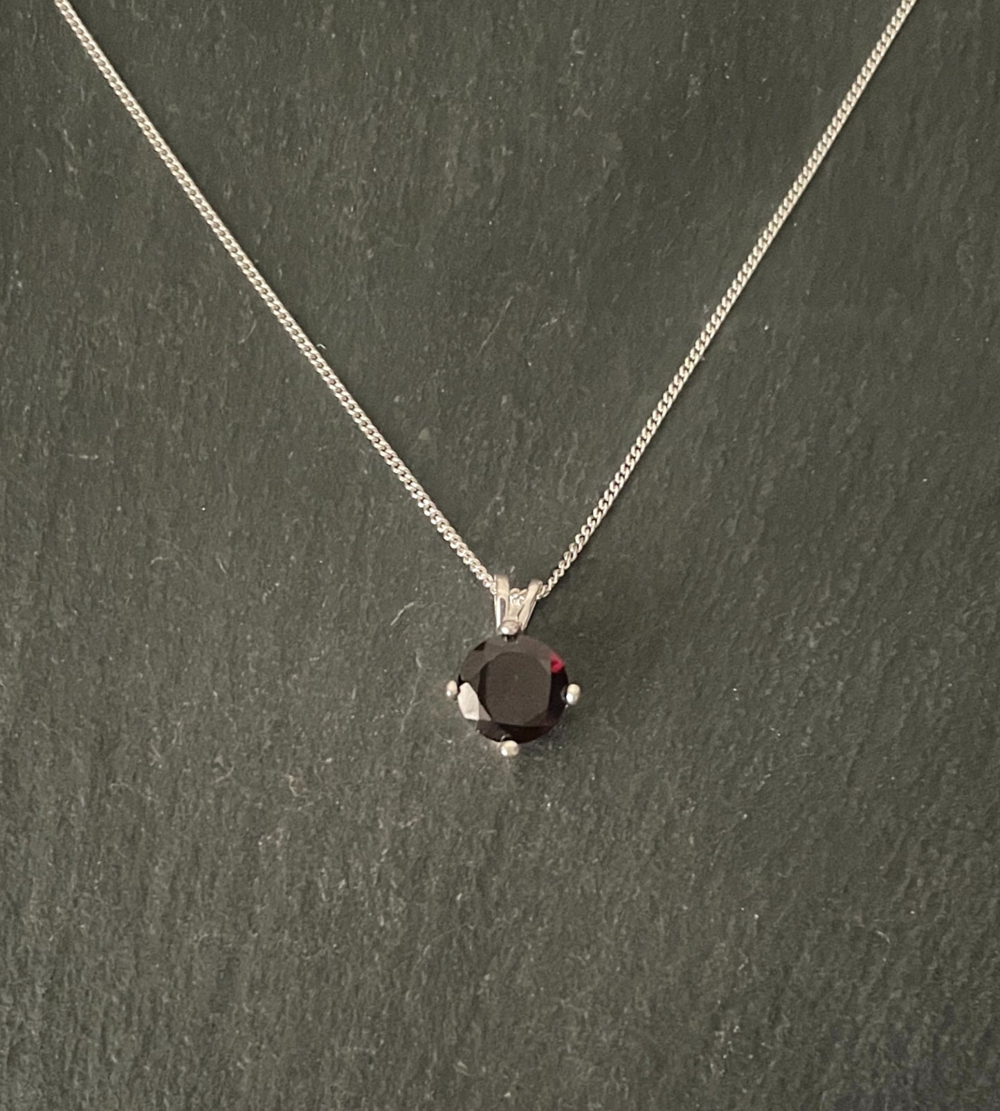 Round Garnet and Silver Pendant image 0