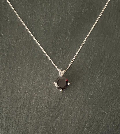 Round Garnet and Silver Pendant image 0