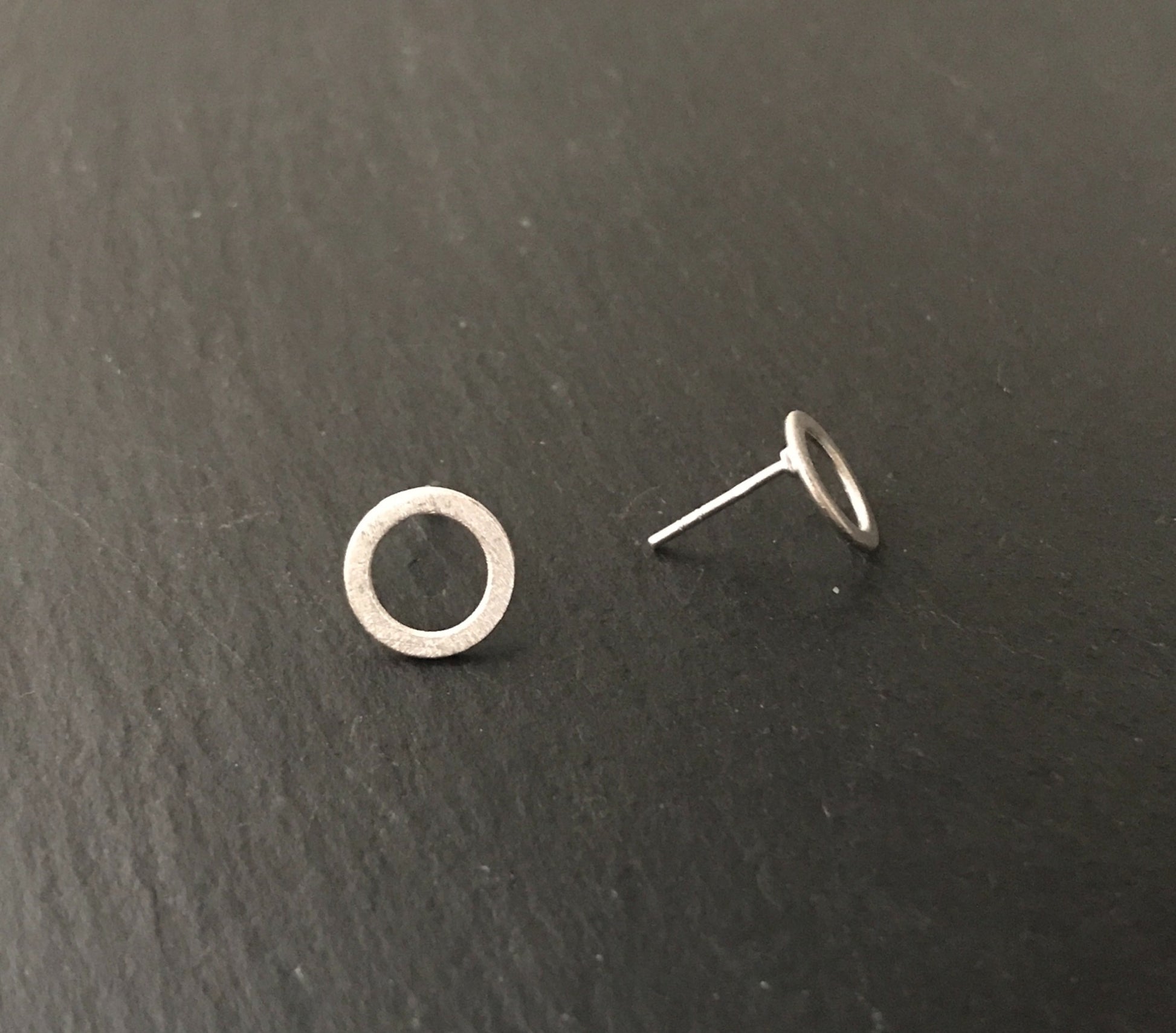 Open Round Satin Finish Silver Studs image 1