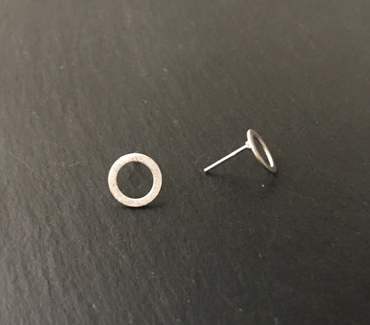 Open Round Satin Finish Silver Studs image 1