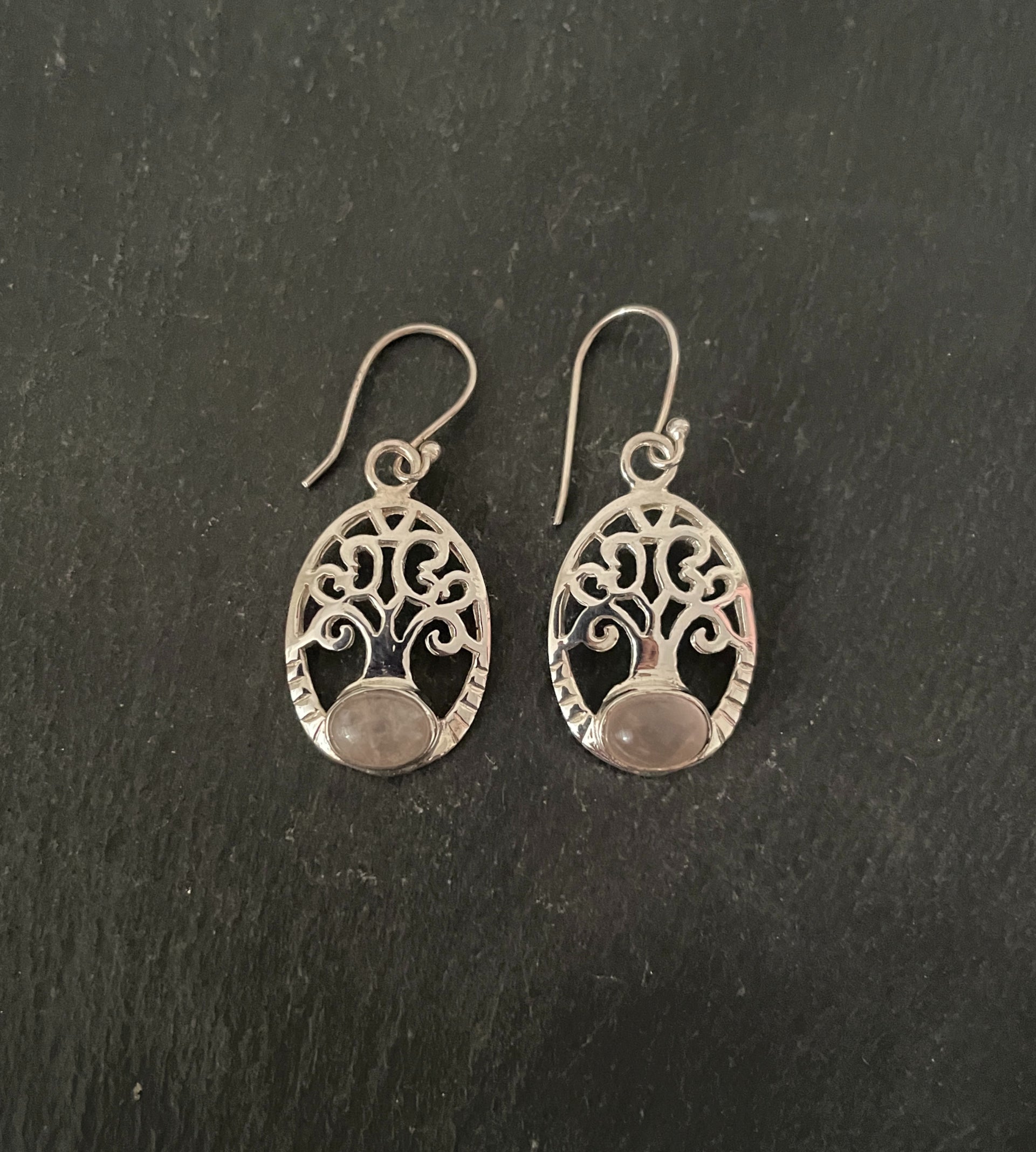 Rose Quartz Tree of Life Earrings image 0