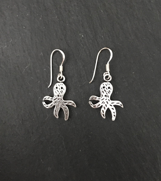 Silver Octopus Earrings image 0