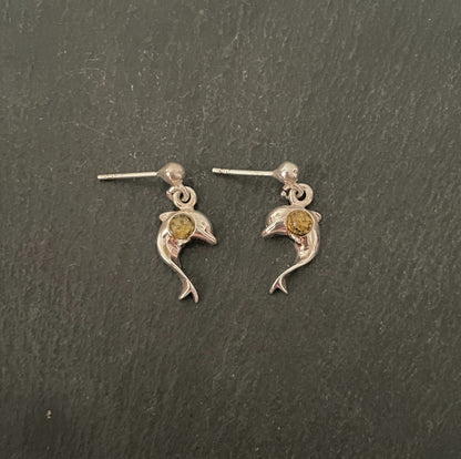 Amber Dolphin Earrings image 0