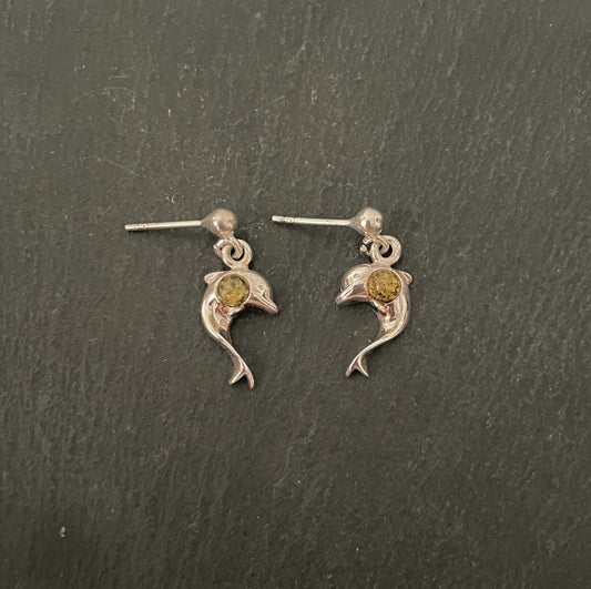 Amber Dolphin Earrings image 0