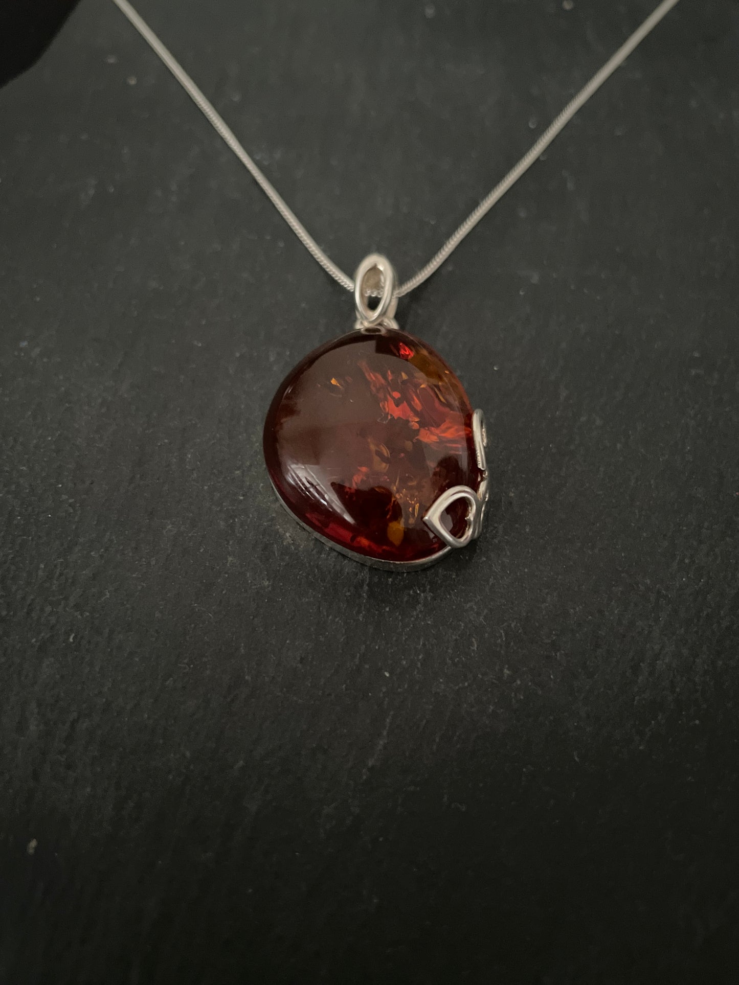 Amber and Handmade Silver Pendant image 2
