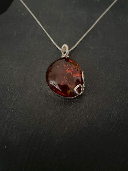 Amber and Handmade Silver Pendant image 2