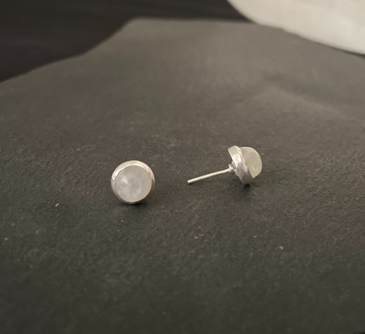 Moonstone Round Stud Earrings image 1