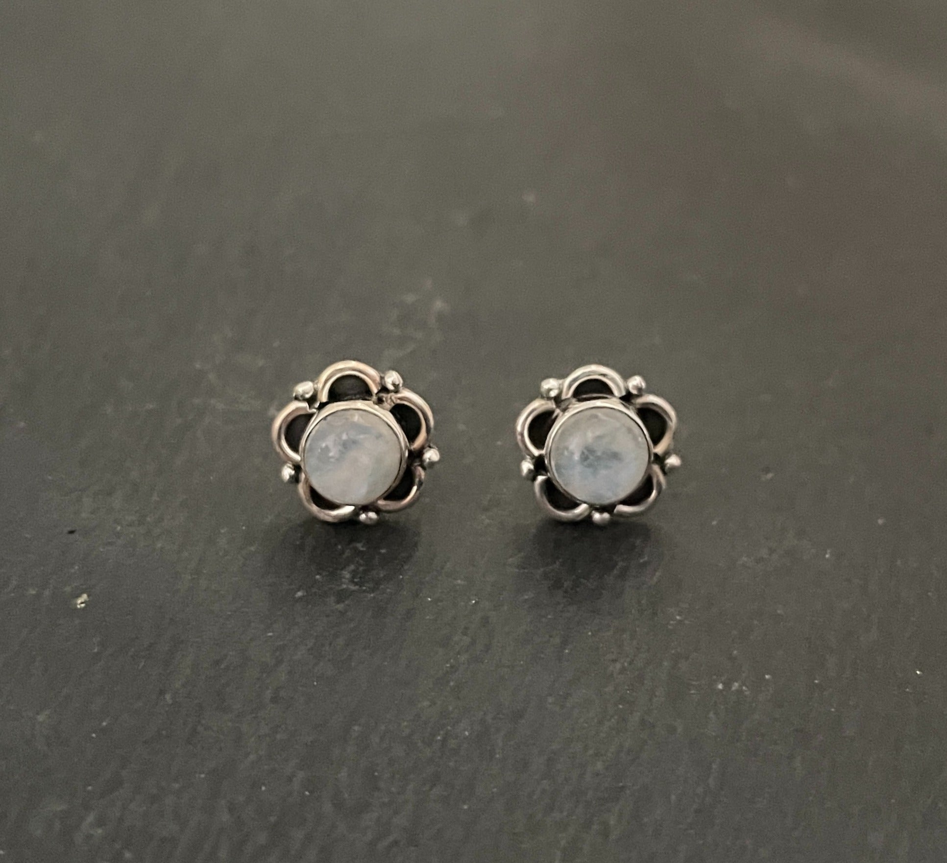 Moonstone Round Stud Earrings image 0