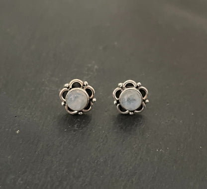 Moonstone Round Stud Earrings image 0