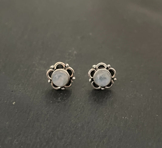 Moonstone Round Stud Earrings image 0