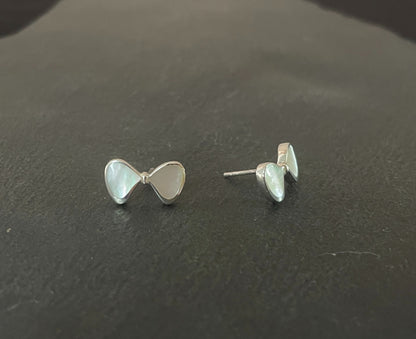 Mother of Pearl Bow Stud Earrings image 1