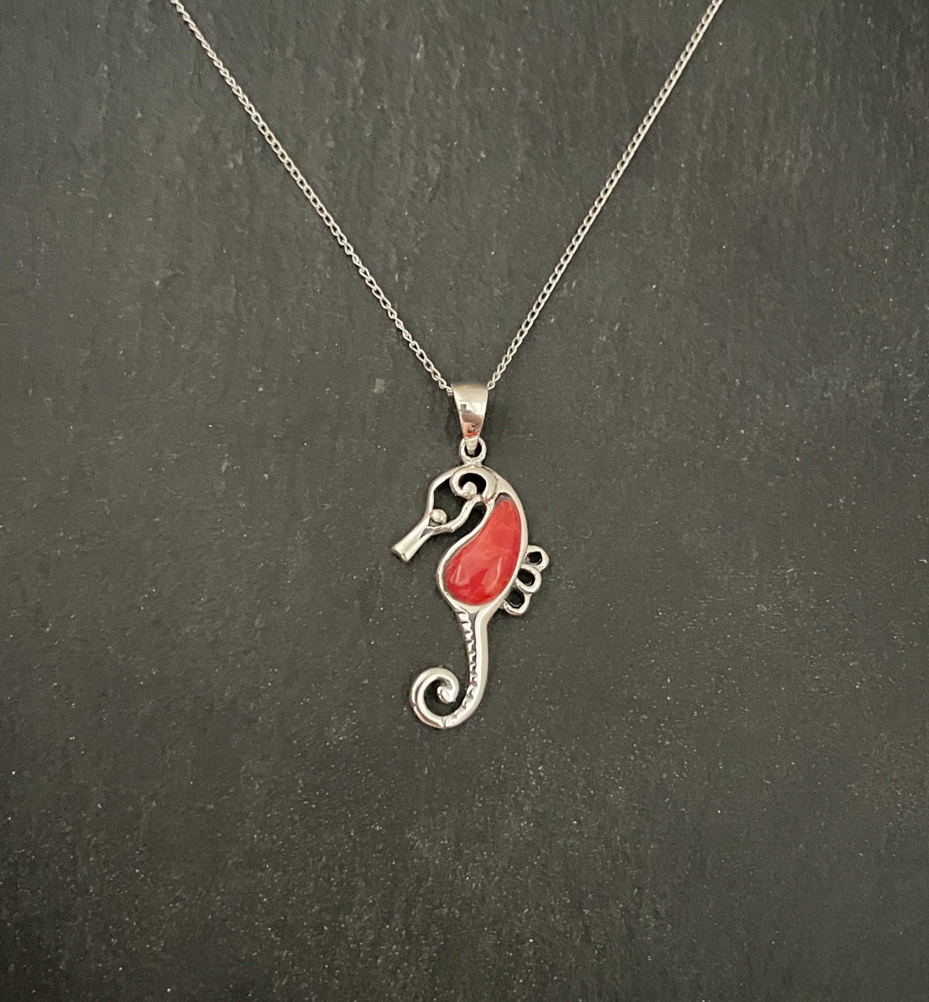 Coral Seahorse Pendant image 0
