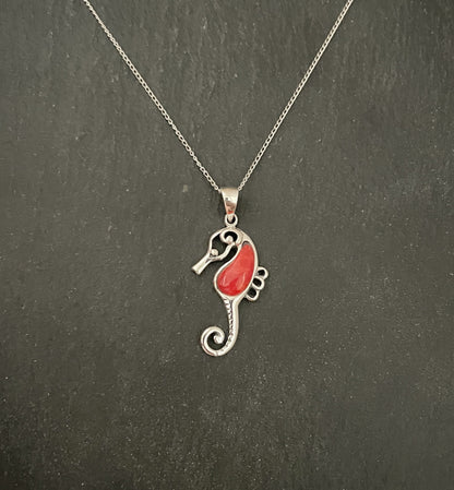 Coral Seahorse Pendant image 0