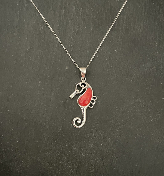 Coral Seahorse Pendant image 0