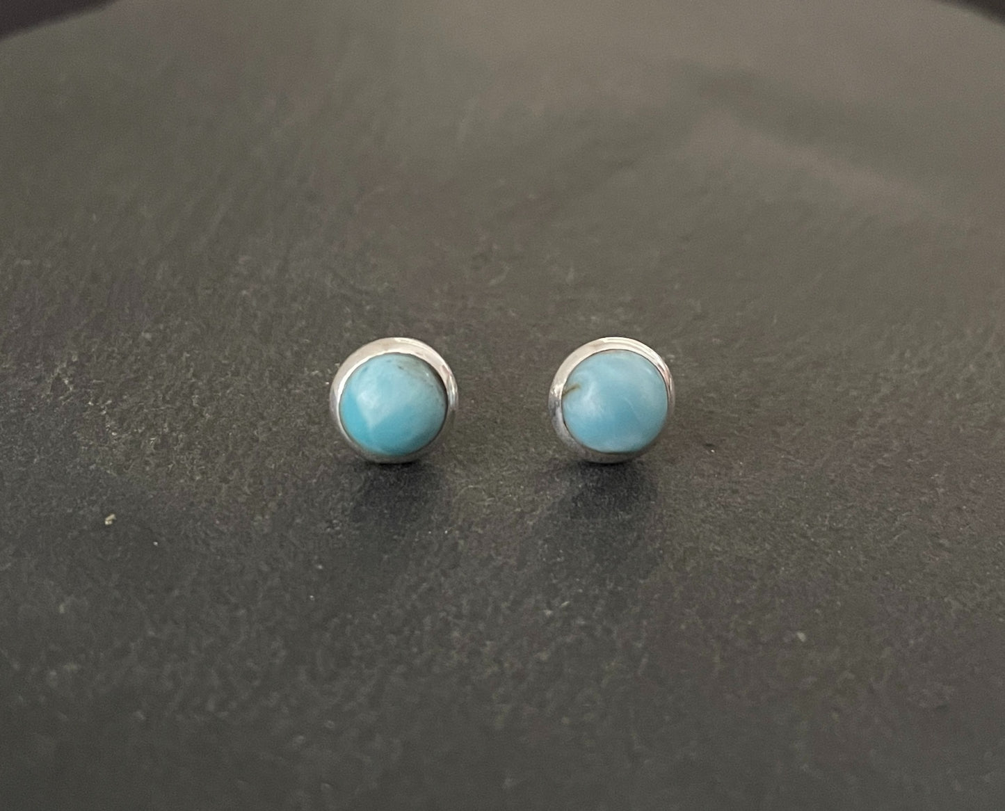 Round Larimar Stud Earrings image 0