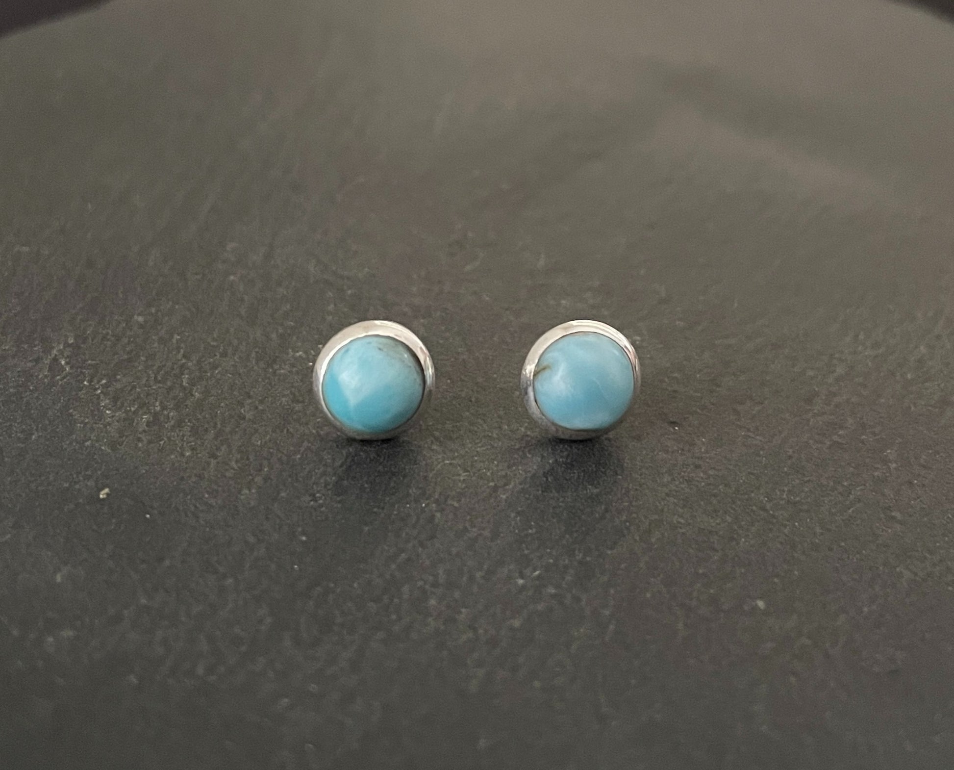 Round Larimar Stud Earrings image 0