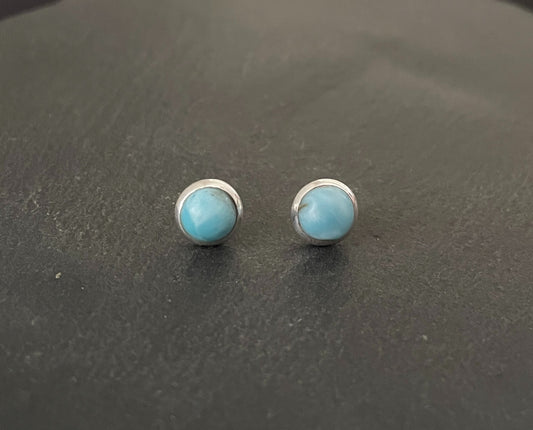 Round Larimar Stud Earrings image 0