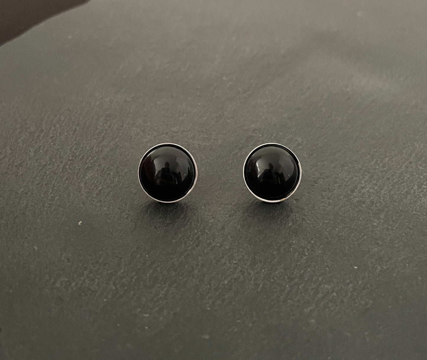 Black Onyx Round Stud Earrings image 0