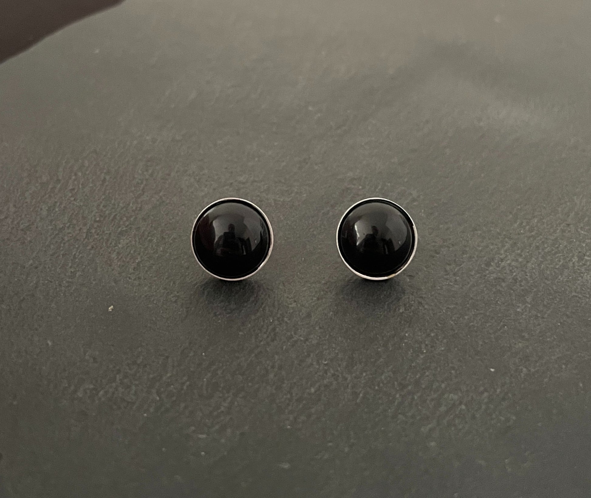 Black Onyx Round Stud Earrings image 0